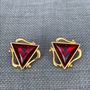 Vintage Red and Gold Earrings